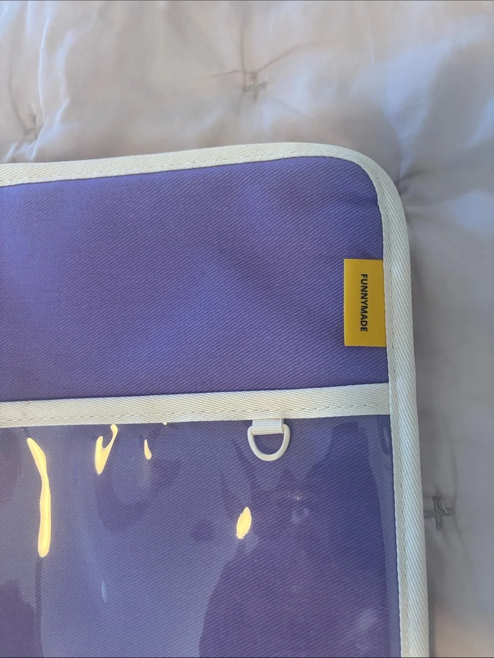 Funnymade Purple Canvas and Clear Organizer Pouch 6 ring binder a5 pocket purple